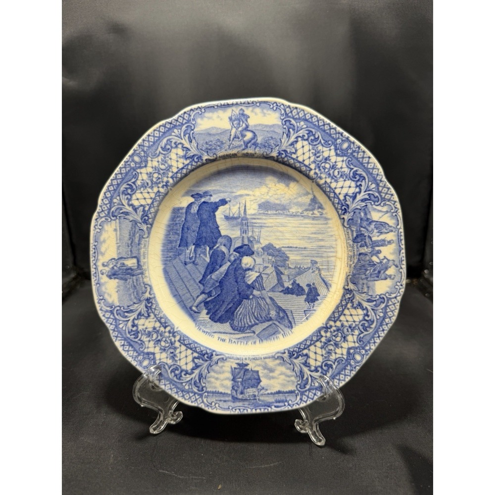 Crown Ducal Blue "Colonial Times" Dinner Plate